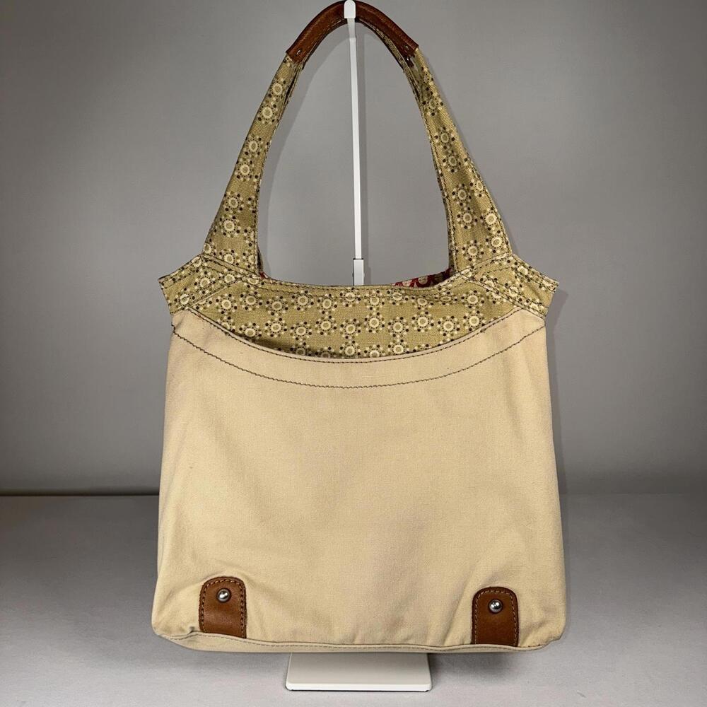 Fossil Patchwork Canvas Shoulder Bag W/Leather Tr… - image 7